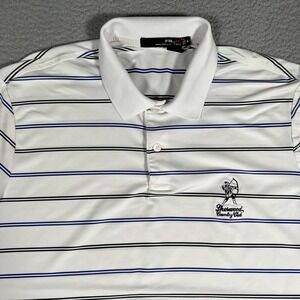 RLX Ralph Lauren Shirt‎ Mens Medium White Striped Sherwood CC Golf Polo Stretch